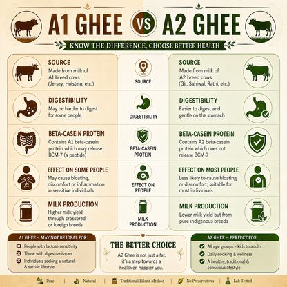 Explanation of Difference Between A1 and A2 Ghee by Prithvi Organic 