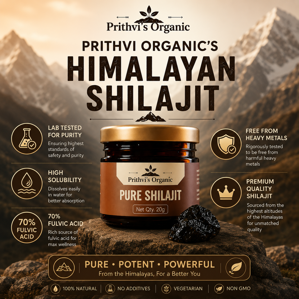 Pure Himalayan Shilajit Resin (20g) | 100% Authentic & Lab-Tested – Prithvi Organic