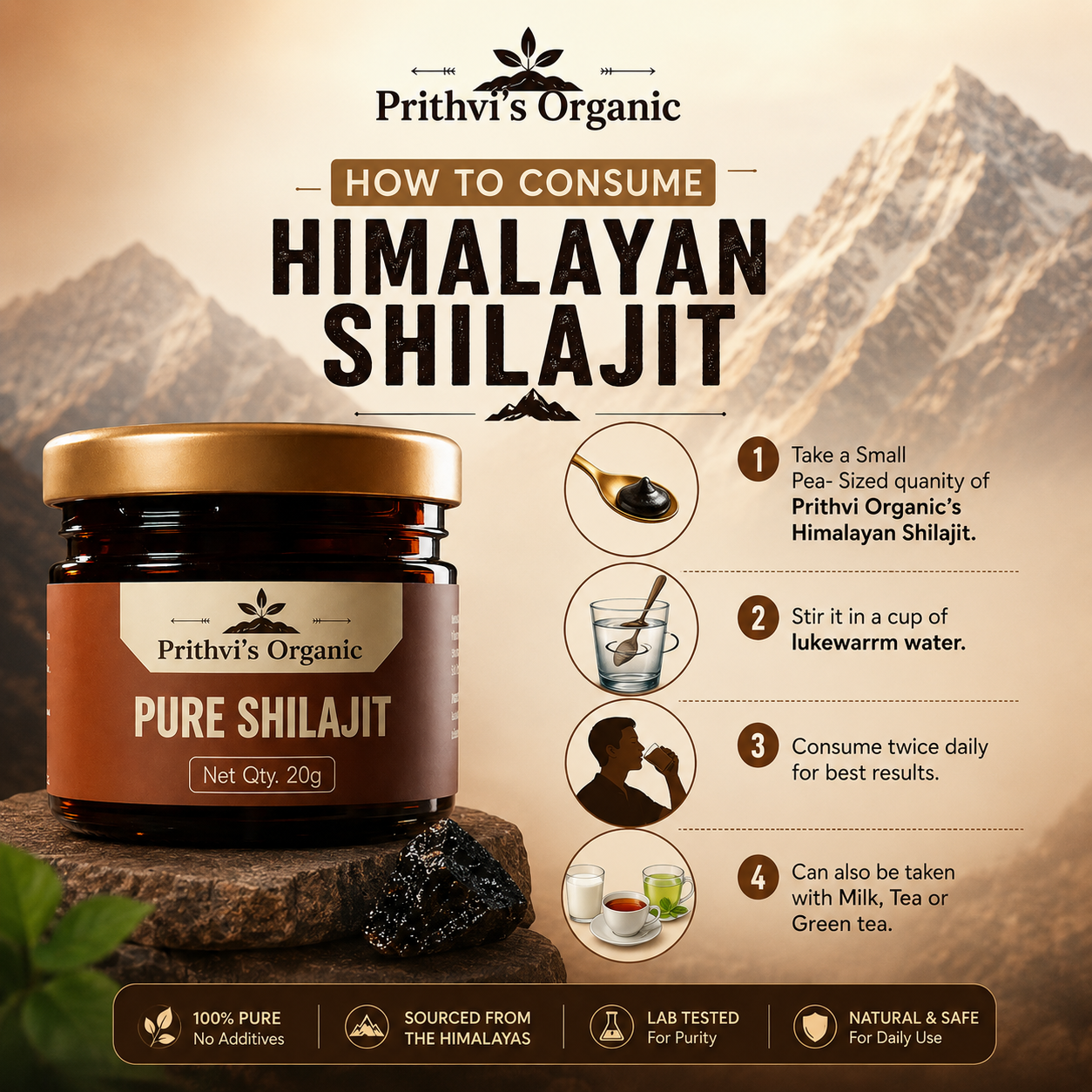 Pure Himalayan Shilajit Resin (20g) | 100% Authentic & Lab-Tested – Prithvi Organic